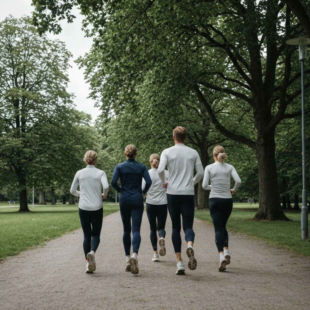 En grupp löpare på en grusväg i Slottsskogen
